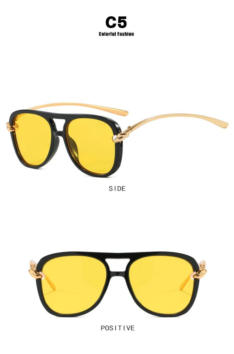 Vintage Knoten Bein Oversize Quadratische Cat Eye Sonnenbrille für Frauen Neue Mode Legierung Schwarz Gradienten Sonnenbrille Damen Elegante Shades – Detail 10