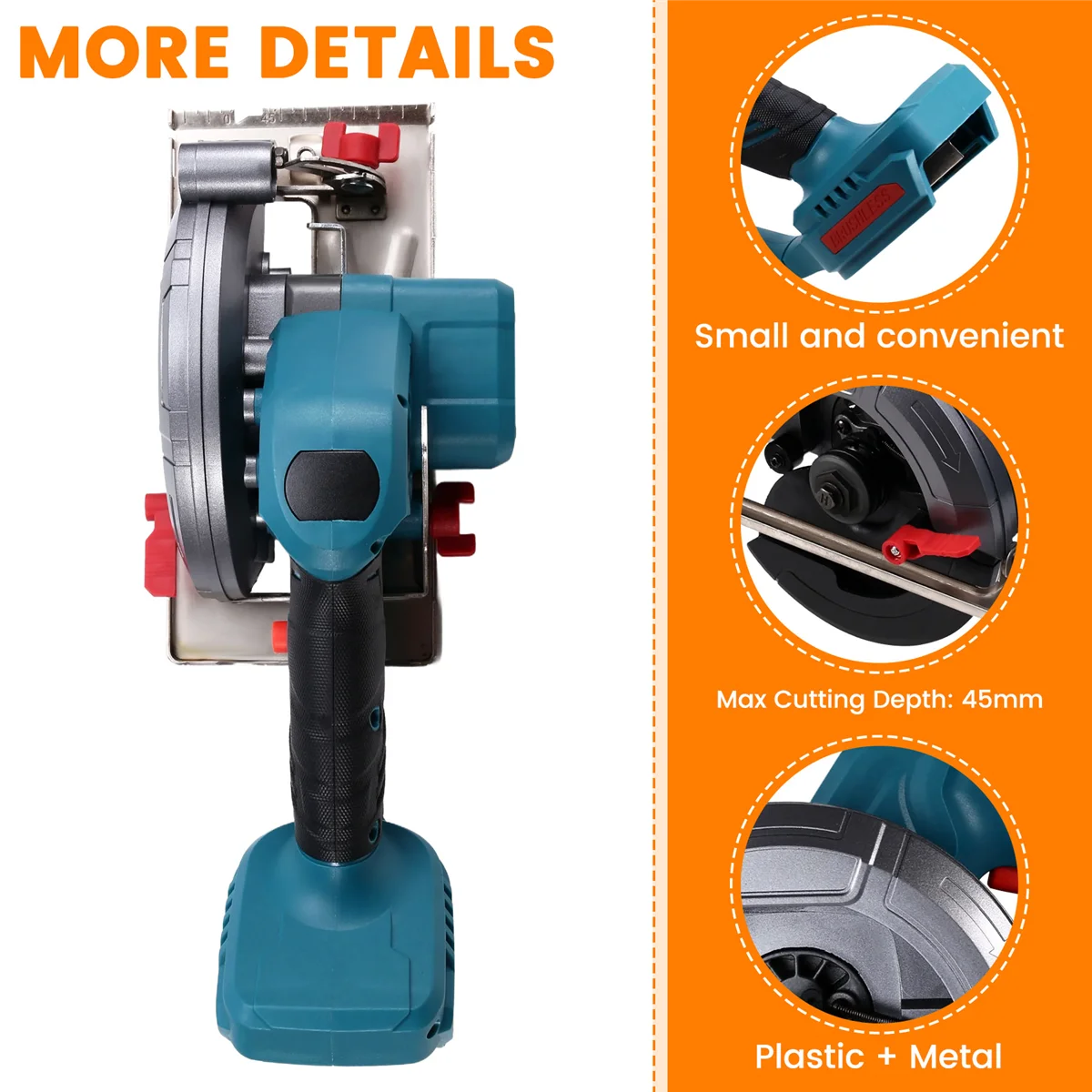 【السعر الساخن】منشار دائري لاسلكي بدون فرش 6 بوصة، منشار دائري مدمج 12500 دورة في الدقيقة للخشب/الحجر/المعادن لبطارية ماكيتا 18 فولت #4