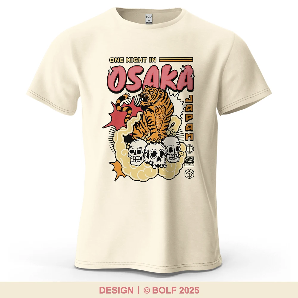 One Night in Osaka Bedrucktes Herren-T-Shirt aus 100 % Baumwolle, übergroße Grafik-T-Shirts im Osaka-Stil für Damen, Tops, T-Shirts, Streetwear