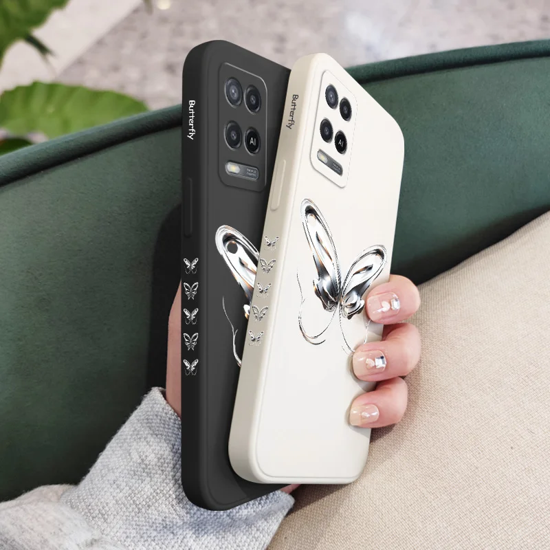 Metal Butterfly Phone Case For OPPO A54 A74 A57 A77 A78 A96 A76 A95 A94 A83 A53 A72 A52 A9 A5 A12 A31 2020 S 4G 5G Cover