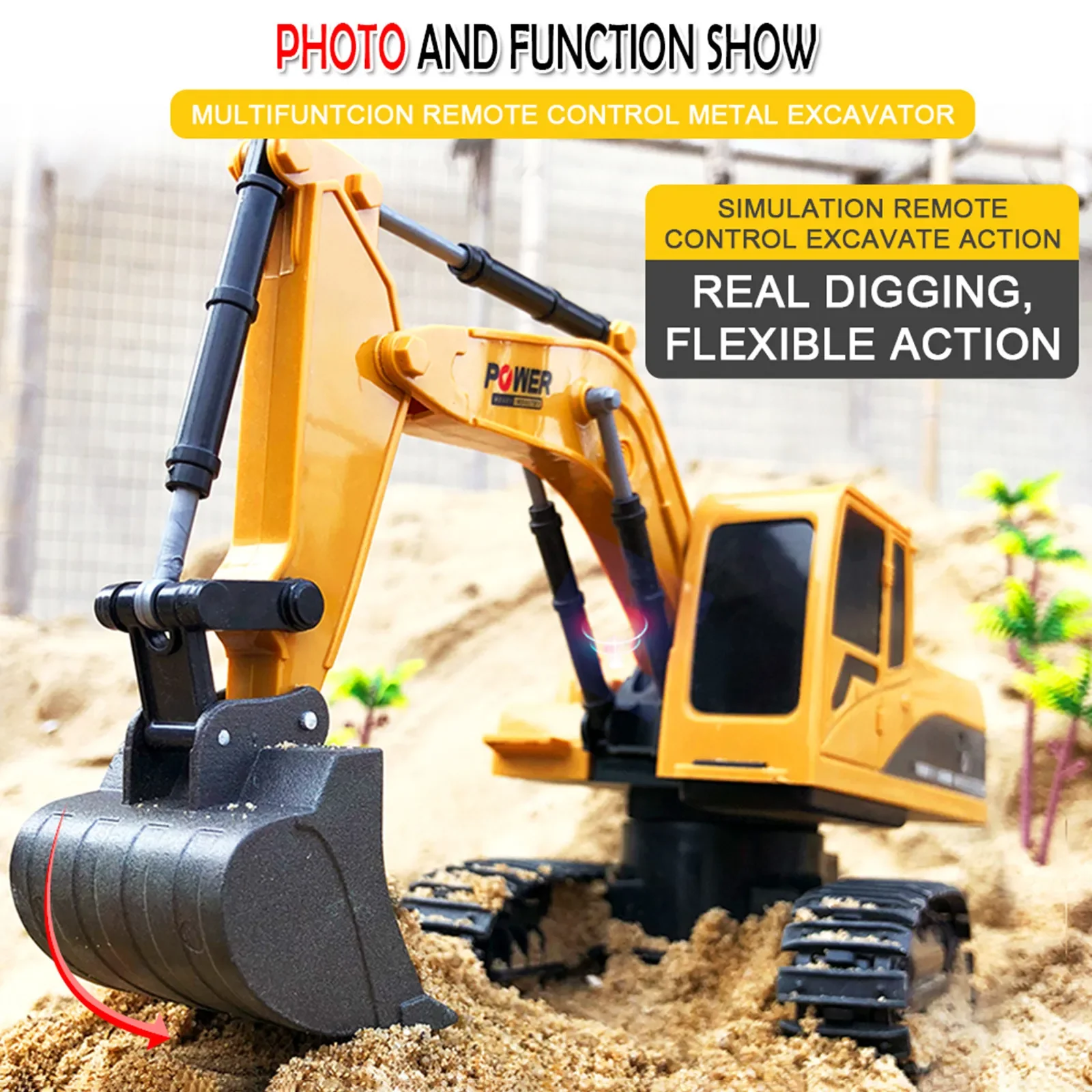 2.4GHz 11-Channel Alloy RC Excavator with High-Fidelity Engineering Vehicle for Kids - 1:14 Scale