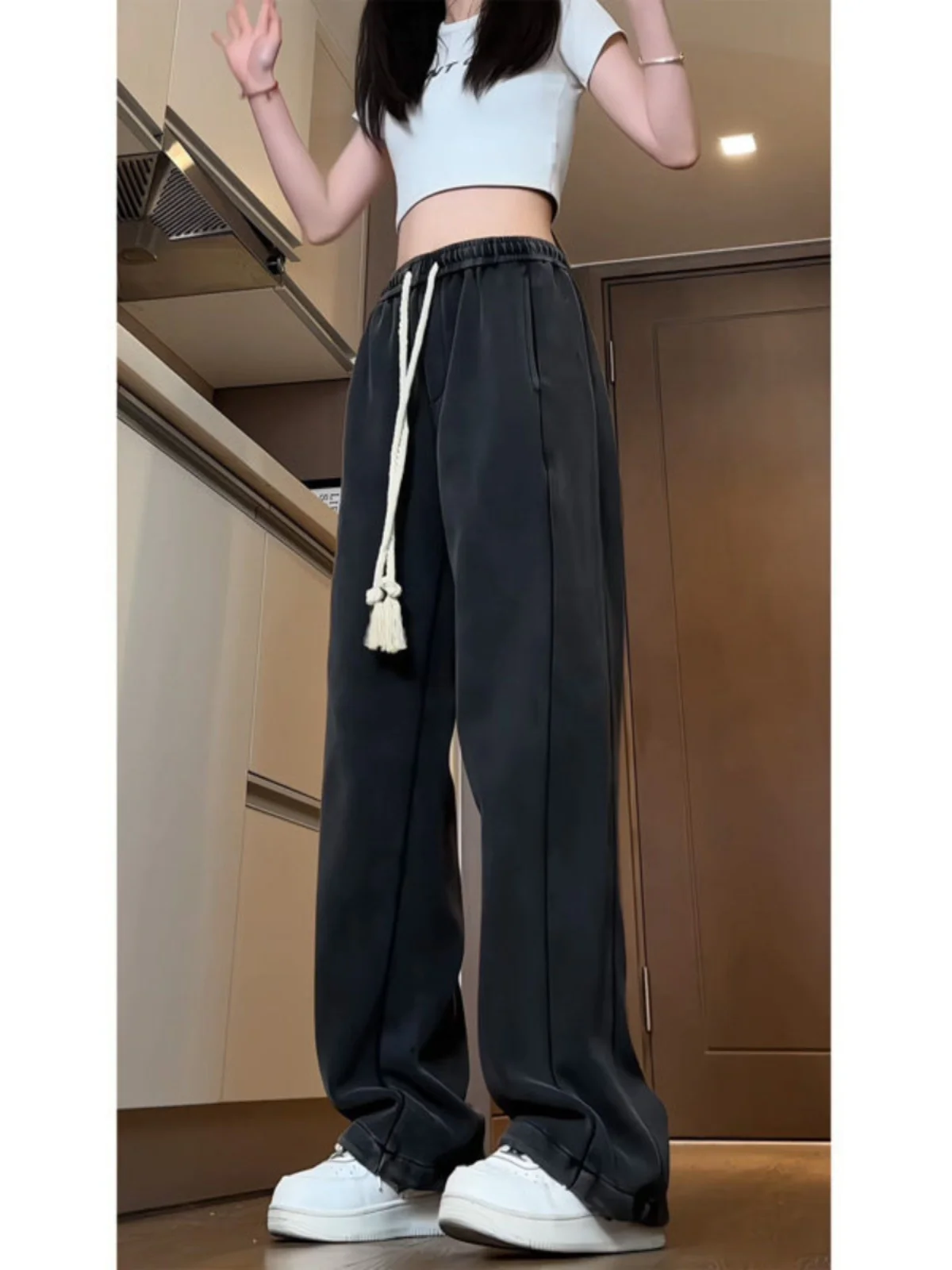 

Мужские спортивные брюки в американском ретро-стиле, свободные, в стиле хип-хоп, повседневные, прямые, маленький размер