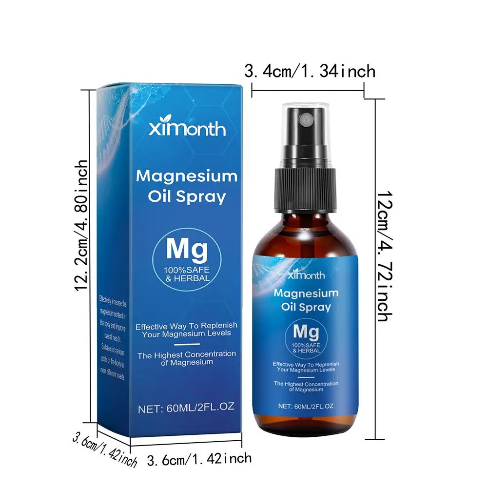 5X Essential Oil Magnesium Spray Relieve Muscle Body Pain Smoothes And Softens Skin for Restlessness & Better Sleep for All Ages