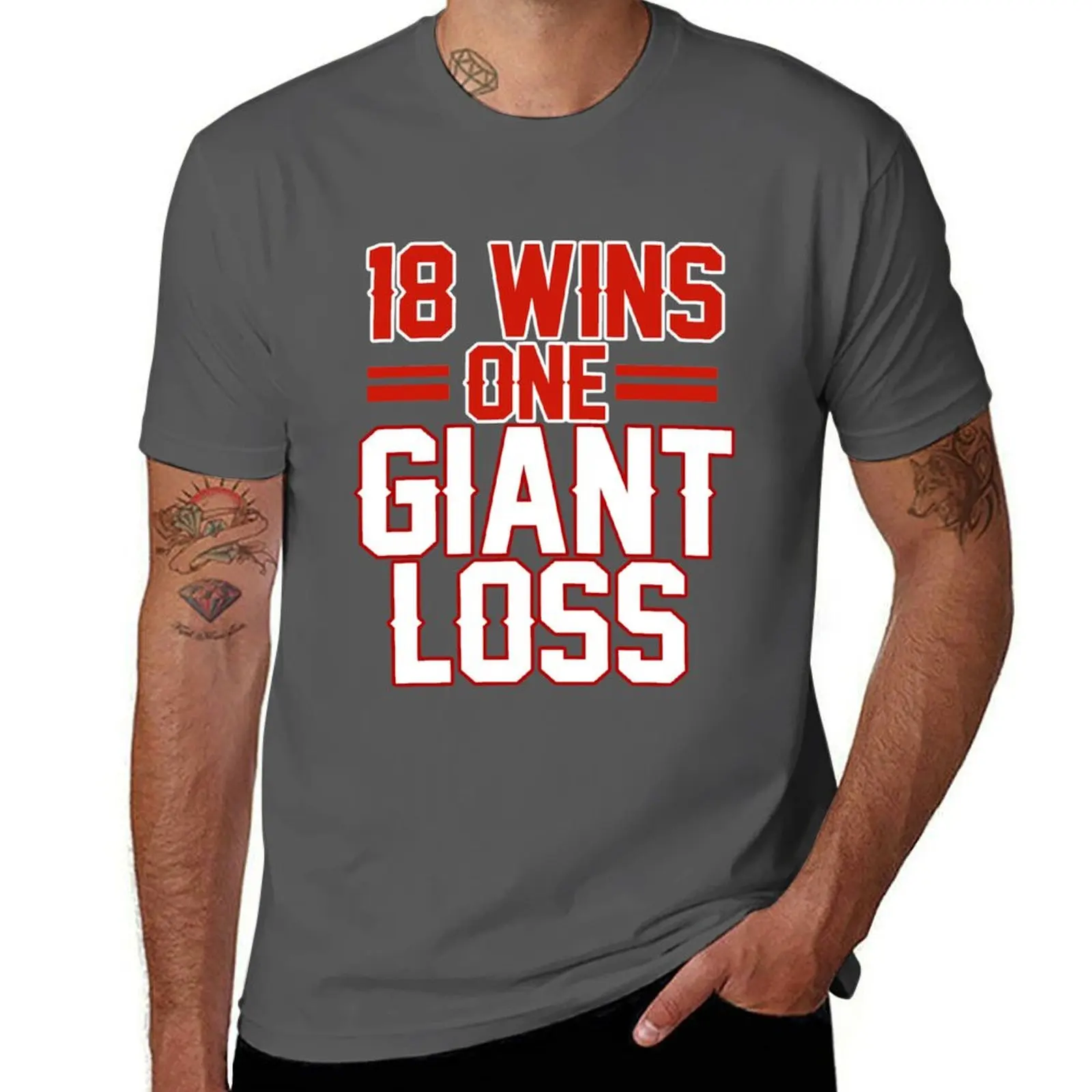 

18 WINS 1 GIANT LOSS NEW YORK FOOTBALL SHIRT T-Shirt Lightweight Casual Summer T-Shirt