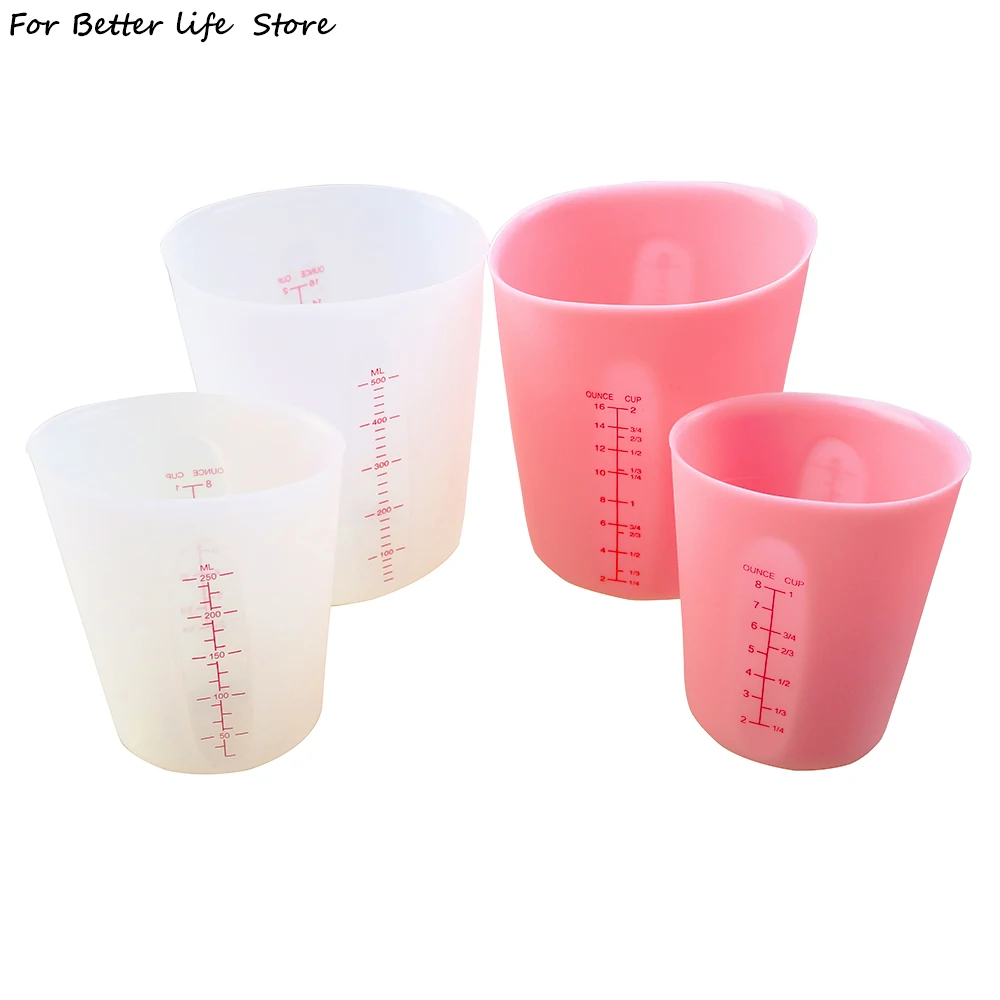 

1Pcs 500ml / 250ml Baking Grade Silica Gel Measuring Cup With Scale Soft Milk Cup Liquid Paste Cup Baking Tools Eco-Friendly