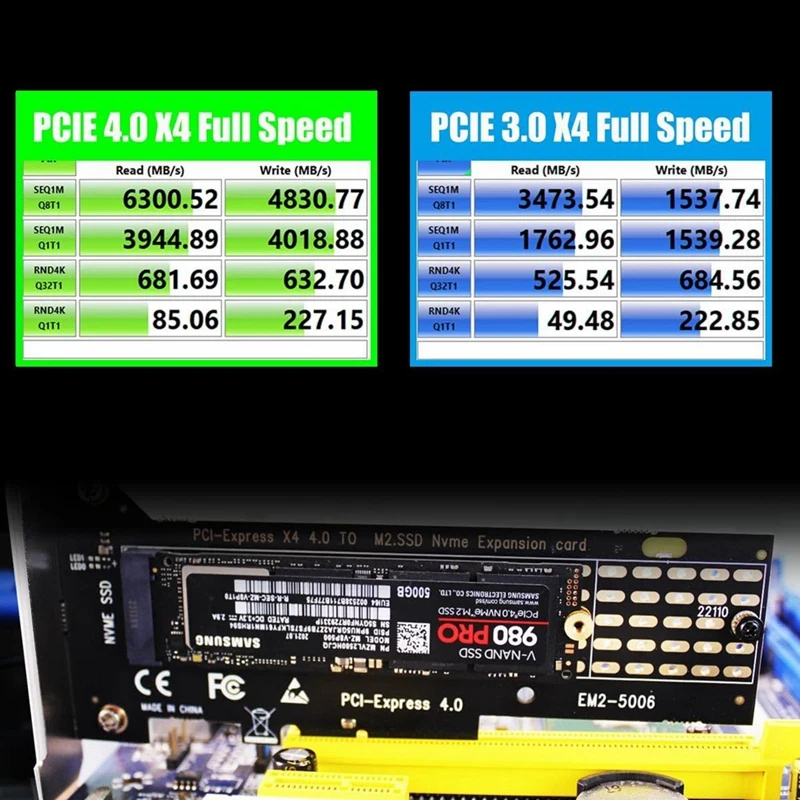 Pcie 4.0 x4アダプター,フルスピード,pcie 4.0 3.0 x4,22110, 2280, 2260