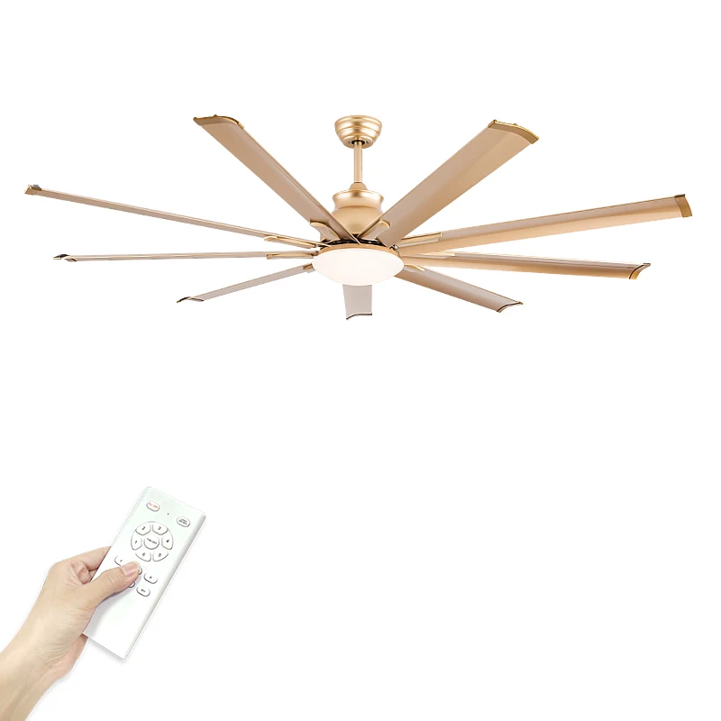 

72 inch Ceiling Fan with Light Modern Gold Remote Control 9 Blade 6 Speed Reversible DC Motor Dual Color LED Indoor Living Room