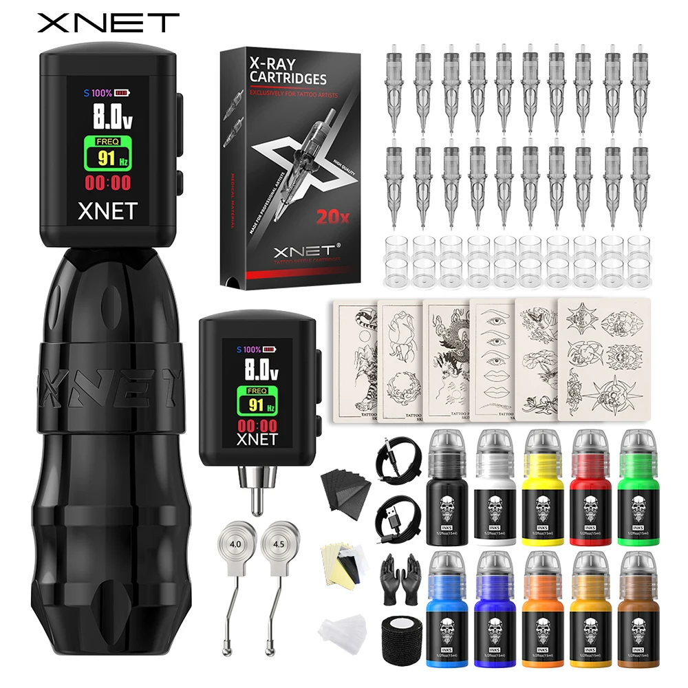 

XNET Sita Wireless Tattoo Machine Full Kit Brushless Motor OLED Display 2000mAh Battery Stroke 5.5-4.0-4.5mm For Tattoo Artists