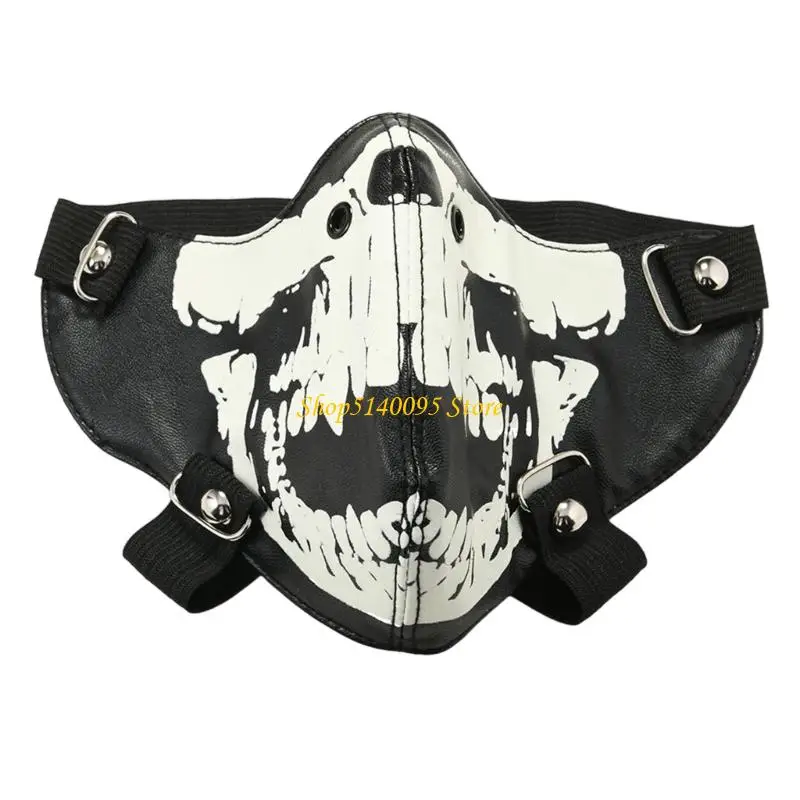 

DXAE Motorcycle Biker Half Face Mask Masquerades Mask Night Light Skeleton Mask Gift