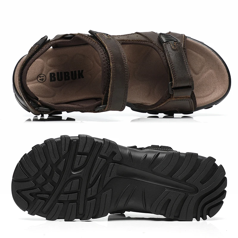 Herren-Sportsandalen aus Rindsleder, offene Zehenpartie, rutschfeste Outdoor-Sandalen, lässige Herrenschuhe, modische Outdoor-Strandschuhe, leicht und bequem, können von Männern und Frauen getragen werden, geeignet für Outdoor-Wanderungen, Reisen, usw. – Detail 12