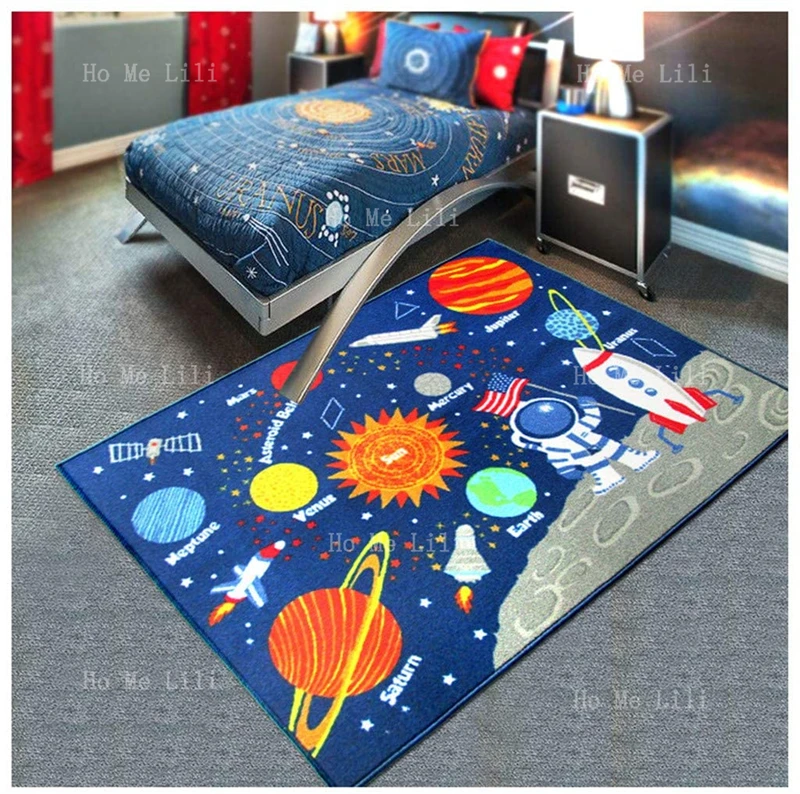 

Outer Space Kids Play Flannel Floor Rugs Solar System Carpet Galaxy Planets Stars For Boys Girls Home Decor Learning Game