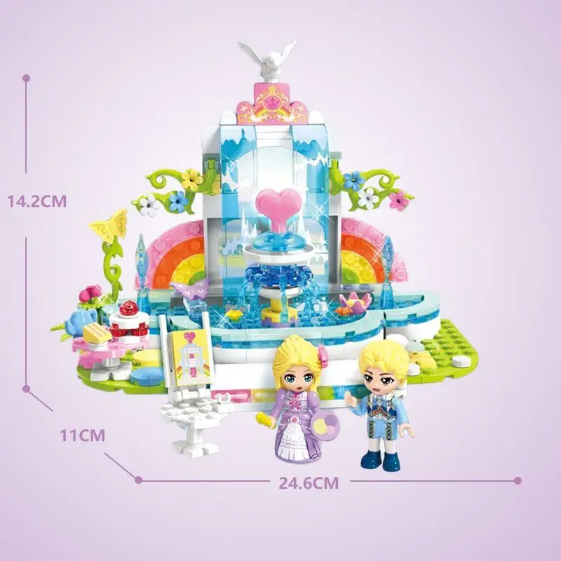 Keeppley ビルディングブロック卓上飾りプリンセスリア花噴水中庭組み立ておもちゃギフト