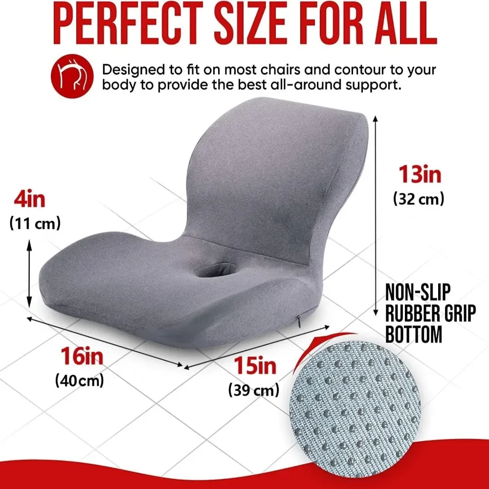 Seat Cushion & Lumbar Support Pillow, Memory Foam Office Chair Cushions for Back and Butt, Car Seat Cushions Back Support Pillow