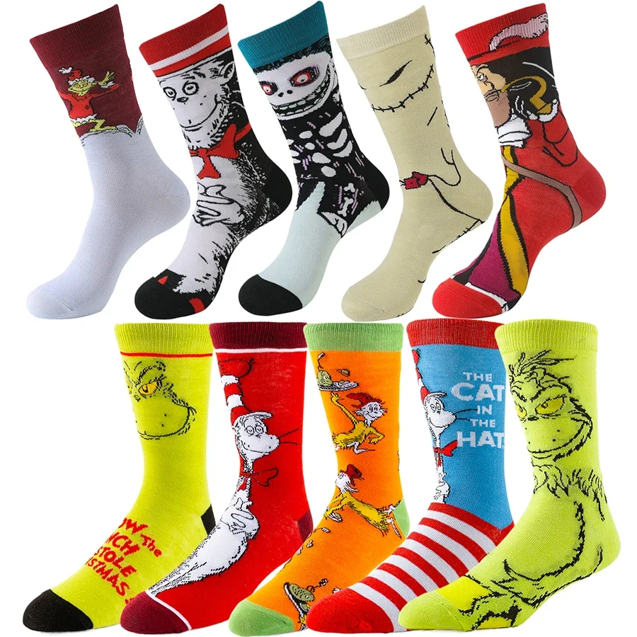 MINISO Disney Christmas Cartoon Anime Socks Men Women Street Fashion Hip Hop Novelty Funny Calcetines