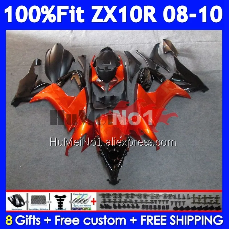 Body Kit For KAWASAKI NINJA ZX Metal Orange 10R 1000 10 R 218No.60 ZX-10R ZX10R 08 09 10 ZX1000 2008 2009 2010 Injection Fairing