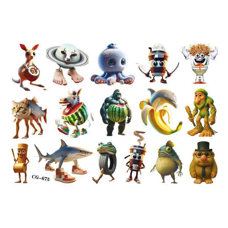 1 قطعة تونغ تونغ الصحور الإيطالية Brainrot AI Abstrac المؤقتة الوشم ملصق لطيف الجسم الفن لصاقات وشم لهدايا الحفلات #6