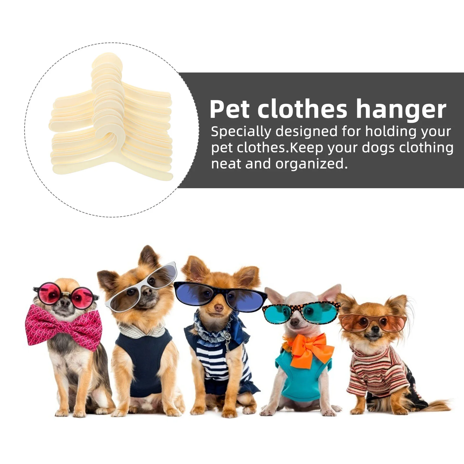 20pcs Pet Clothes Hanger Plastic Puppy Apparel Storage Rack Organize and Keep Your Pet\'s Clothing Neat and Tidy