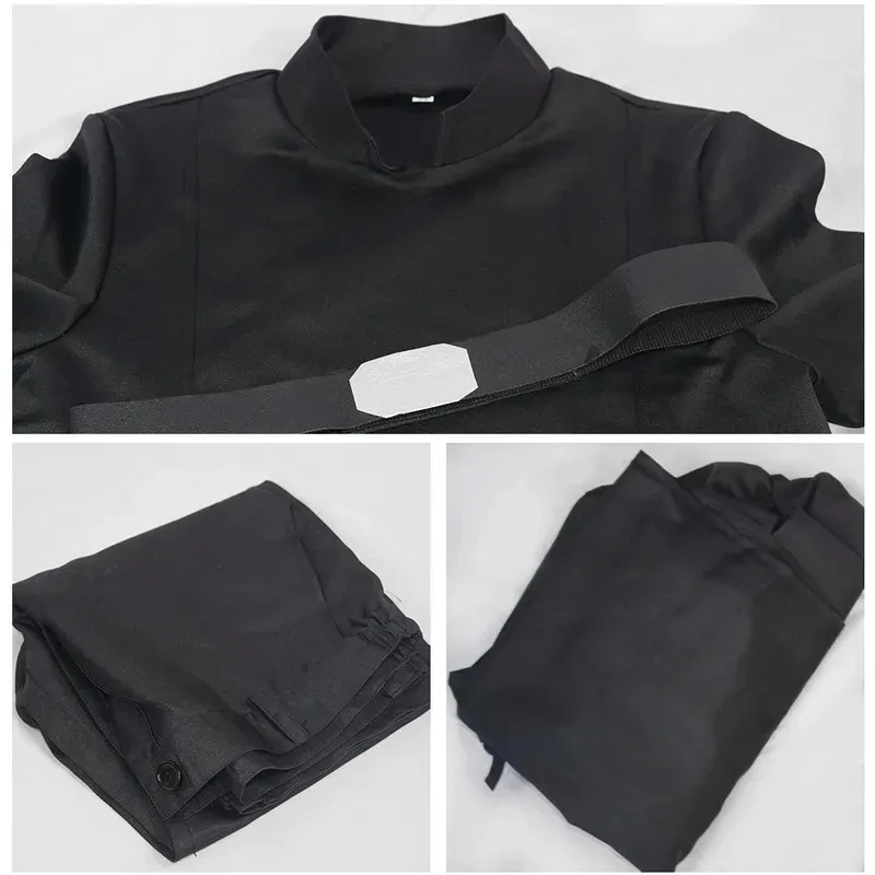 qa156Sky06 Anime Kylo Ren Cosplay Männer Ben Solo Skywalker Ritter Schwarz Mantel Top Hose Gürtel Set Halloween Kostüm Party A6