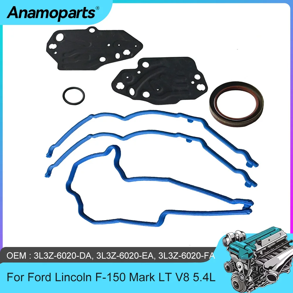 Engine Parts Timing Cover Gasket Set Fit 5.4 L V8 Gas For Ford Lincoln Expedition F-150 Mark LT 5.4L