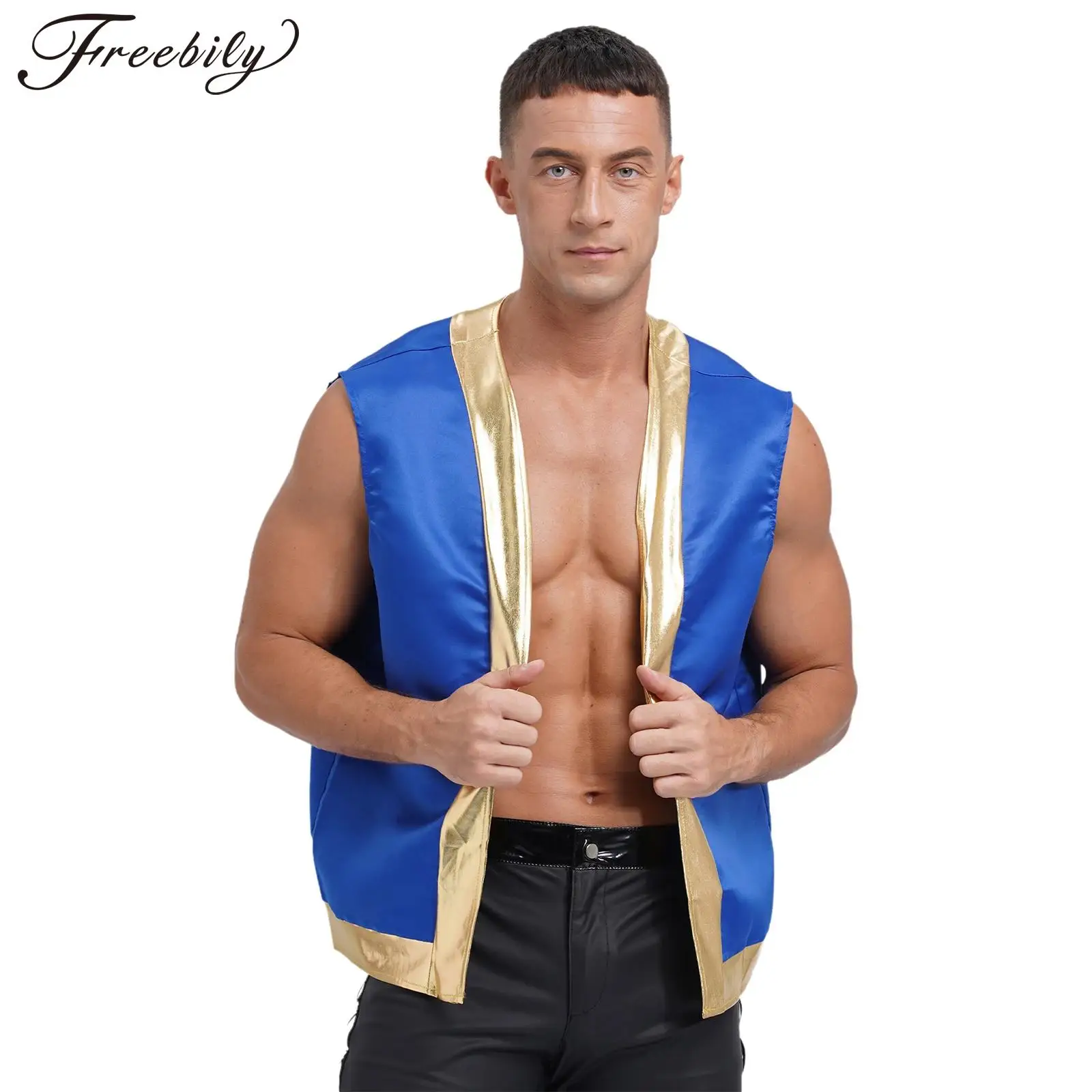 Mens Halloween Toad Game Character Cosplay Costume Open Front Loose Vest Waistcoat Carnival Theme Party Role Play Clothes