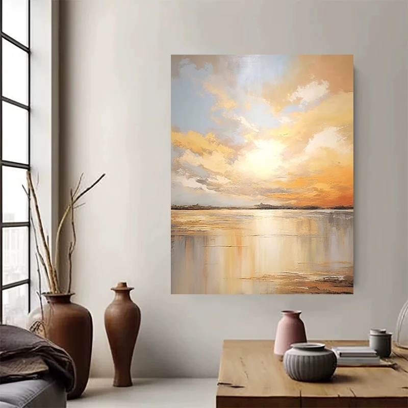 Large scale fashion 3D texture decoration hanging mural abstract landscape handmade oil painting modern art painting home decora