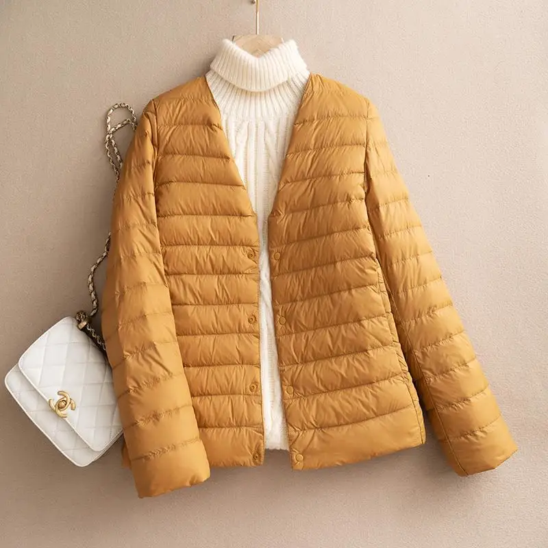 Ultra Light White Duck Down Coat 2025 Autumn Winter Women Bigsize Down Jacket Ladies Slim Warm Puffer Parkas Outwears Short Tops
