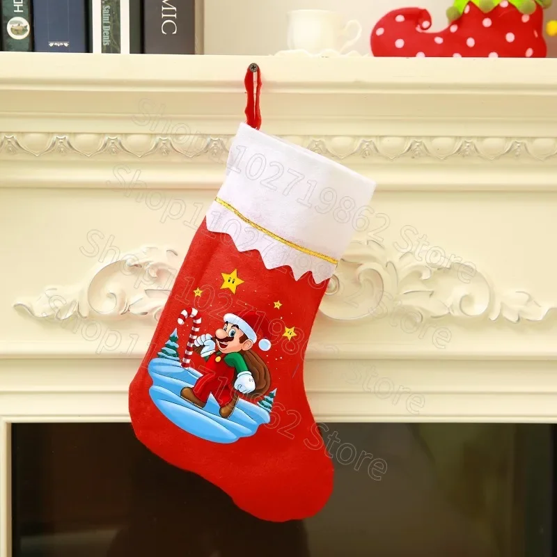 سوبر ماريو بروس عيد الميلاد تخزين الأميرة الخوخ حقائب للهدايا الكرتون أنيمي الأجهزة الطرفية المشتقة عطلة زينة المنزل