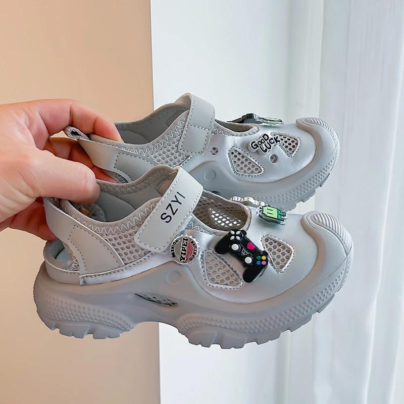 2026 Summer Hollow Mesh Kids Running Shoes Lightweight Soft Sole Anti-slip Anti-collision Comfort Casual Daily Sports Sneakers