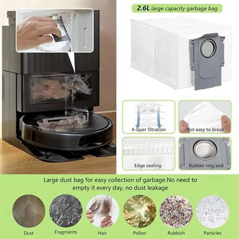 Promotion!26PCS For Roborock Q Revo Maxv/Q Revo S/Q Revo Pro Replacement Parts Main Side Brush Dust Bag Hepa Filter Mop Cloths