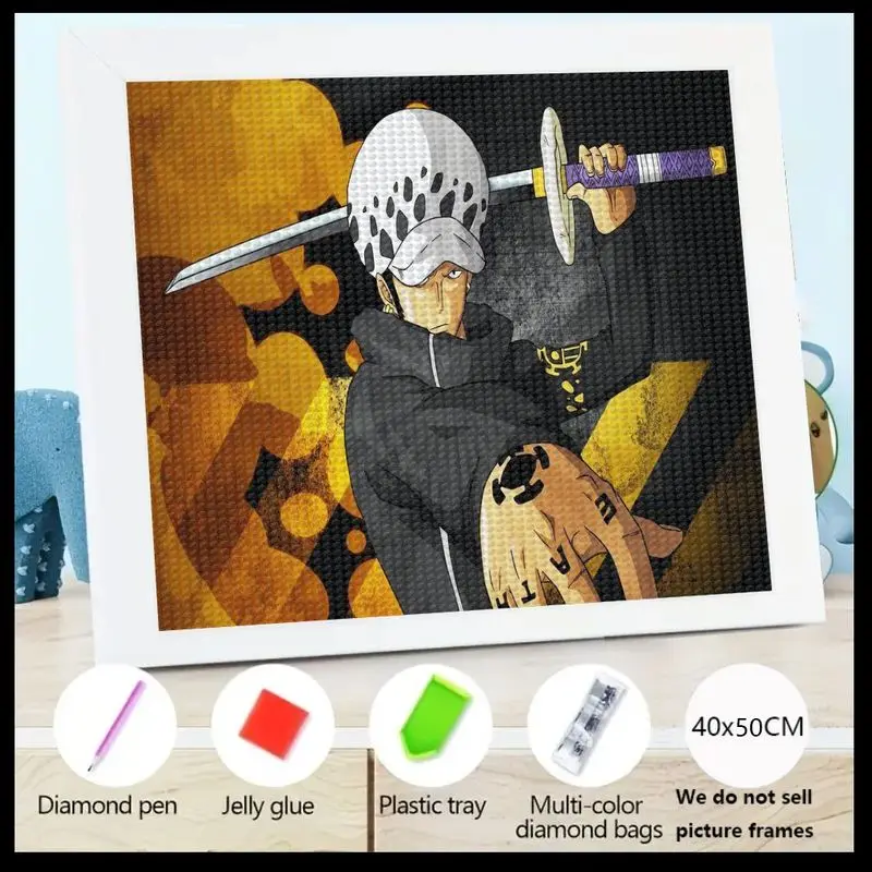 

1 шт. цельный набор для алмазной живописи Trafalgar Law 5D, полная дрель, аниме, манга, персонаж, алмазное искусство, сделай сам, кристалл, горный хрусталь, драгоценный камень, пара
