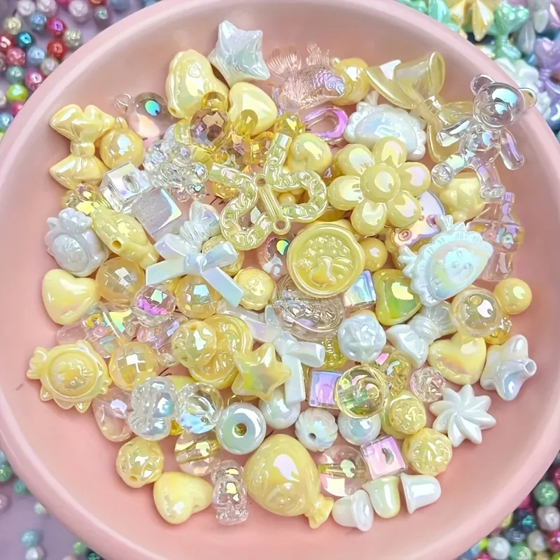 50 جرام من خرز الأكريليك المختلط قزحي الألوان - سحر النجمة والفيونكة المزخرفة لصنع المجوهرات بنفسك والأساور والقلائد وإكسسوارات الشعر #3