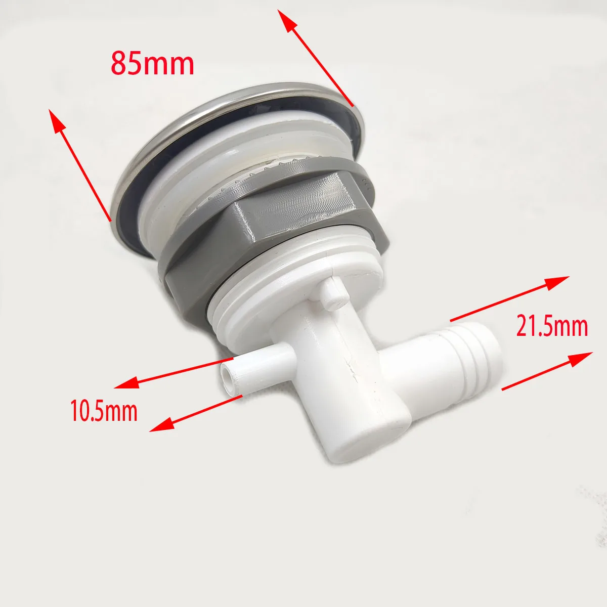 3 inch WD3010S stainless steel bathtub nozzle, shiny surface, plastic base, installed in massage bathtub