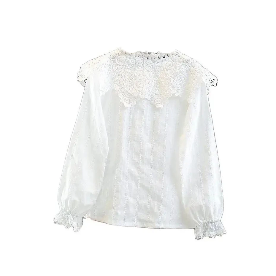 Girls Blouse Lace Floral Blouse Girl Casual Style White Blouse Children For Girl Spring Autumn Teenage Clothes For Girls 6 8 10