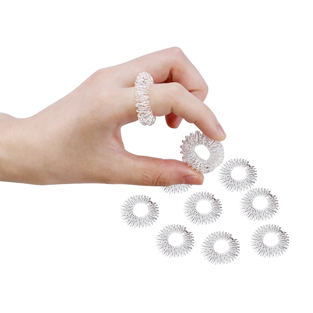 9Pcs/Set Hand Magnetic Therapy Spiky Hand Massage Ball Pressure Relief Trigger Point,Wrist Massage Rings Finger Massage Ring