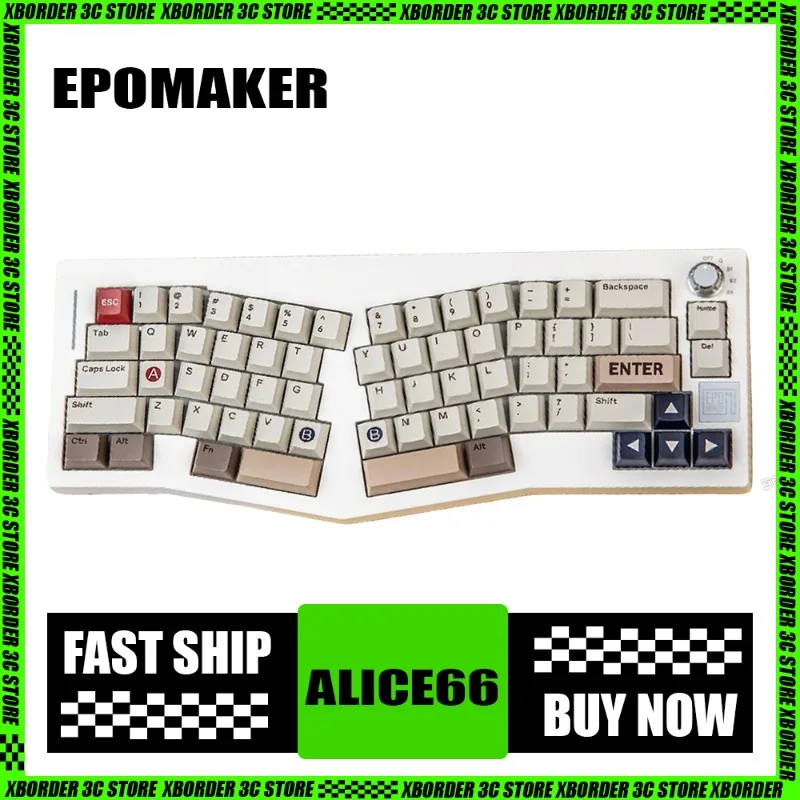 

EPOMAKER Alice66 Mechanical Keyboard 3 Mode Wireless Bluetooth Gasket Structure Ergonomic Hot Plug Keyboard Office Game Gift