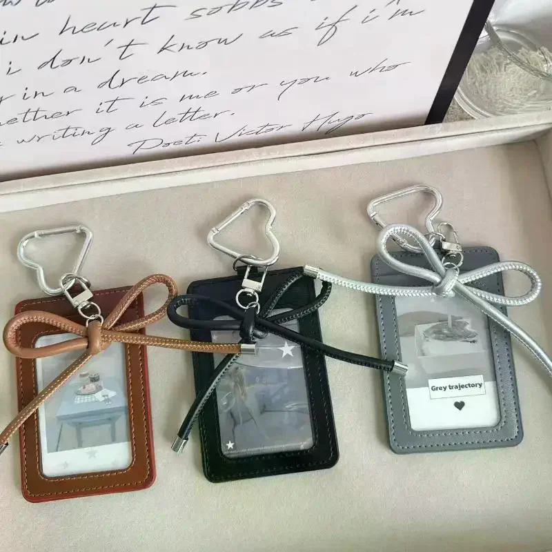 1Pcs Portable INS Card Holder PU Leather Y2k Idol Photo Card Sleeve Display Pendant