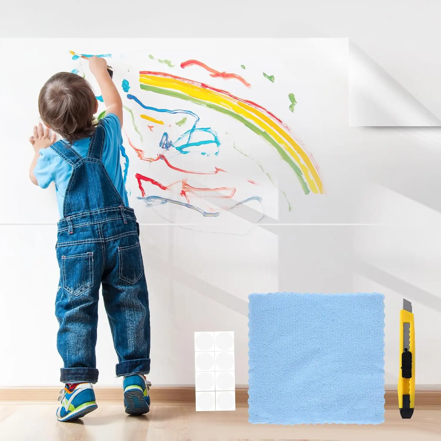 Transparent Electrostatic Whiteboard Film No Hurt to Wall Easy to Clean and Reuse  Anti-dirty Perfect for Home School and Office