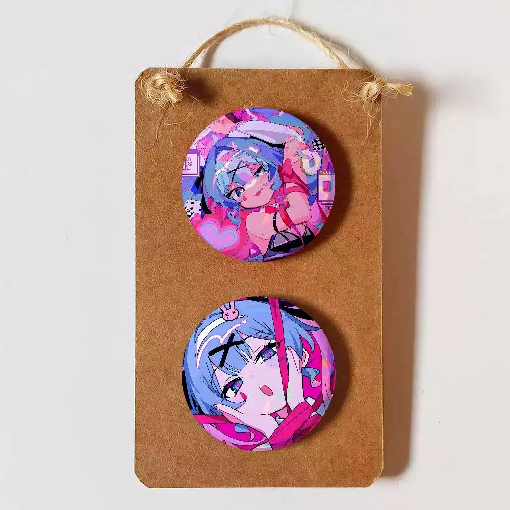 miku Creative Round Button Pins Badge Set Cartoon Anime Movie Music Pattern Brooches for Bags Jackets