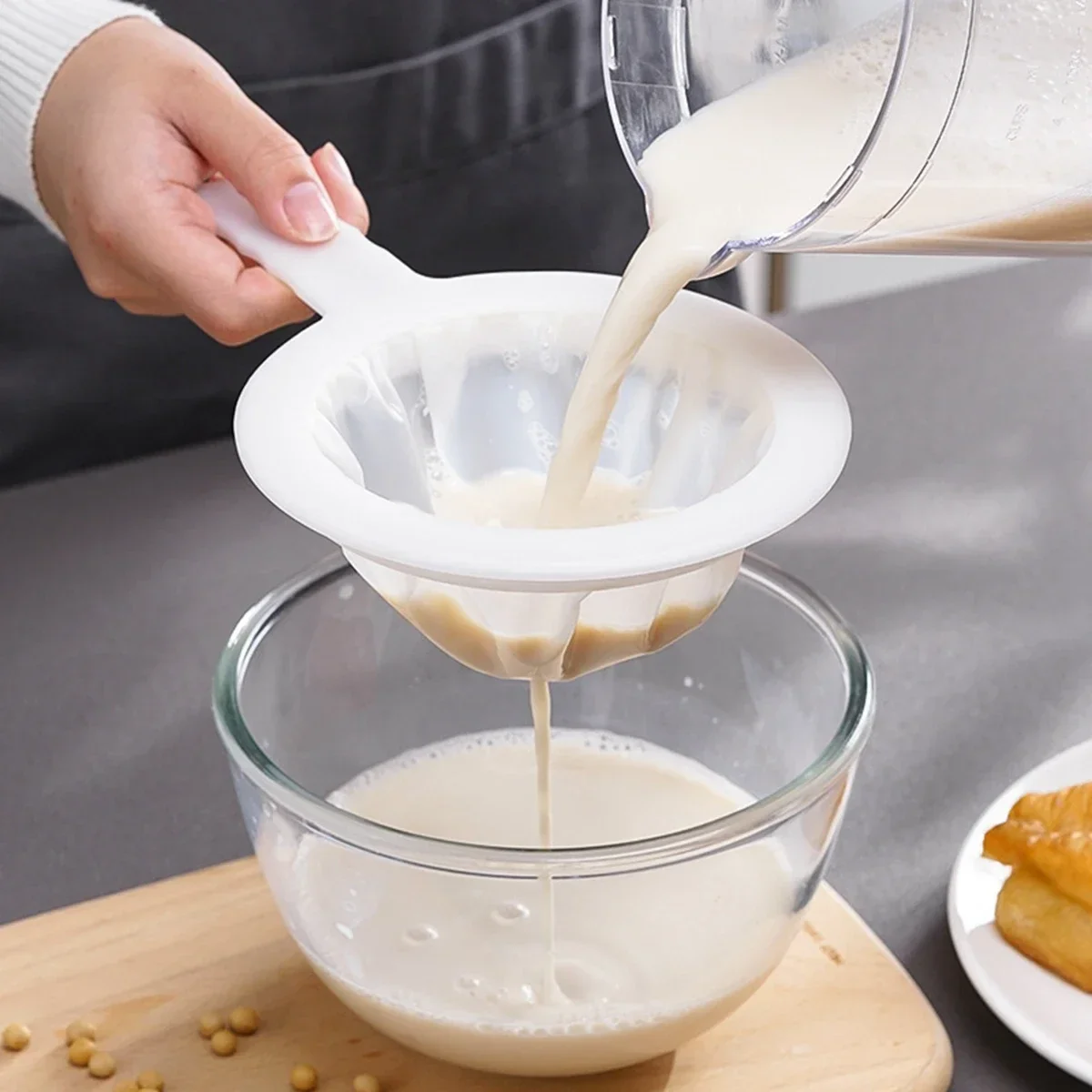 Feinmaschiges Sieb, Löffel, Küche, Lebensmittelsiebe, wiederverwendbar, feines Sieb, Netzsieb, Sieb für Saft, Sojamilch, Kaffee, Weinfilter