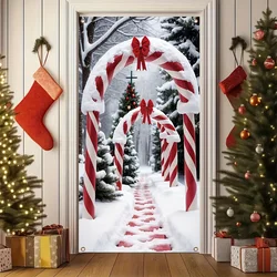 1 holiday polyester Christmas tree door cover, indoor/outdoor holiday decoration, no power needed, multi-purpose