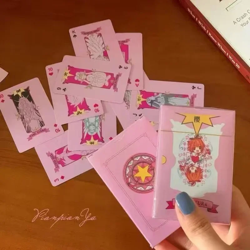 Śliczny Kawaii Cartoon Cardcaptor Sakura różowy Clow gra karciana kolekcja animacji gra w karty zabawki rekwizyty prezent urodzinowy