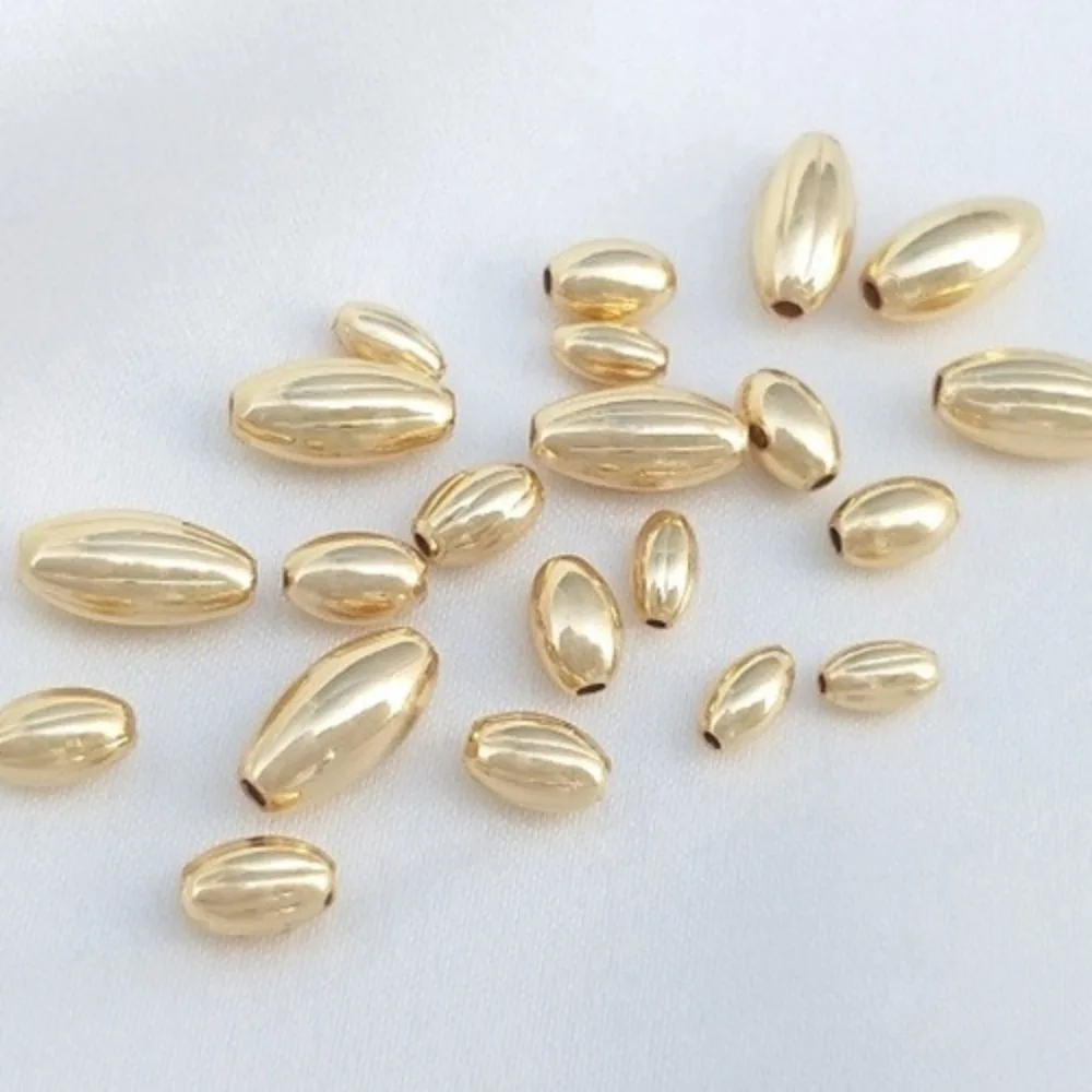 

Copper 14K Gold Color Rice Melon Beads Olive Beads Handmade Loose Beads DIY String Bracelet Accessories