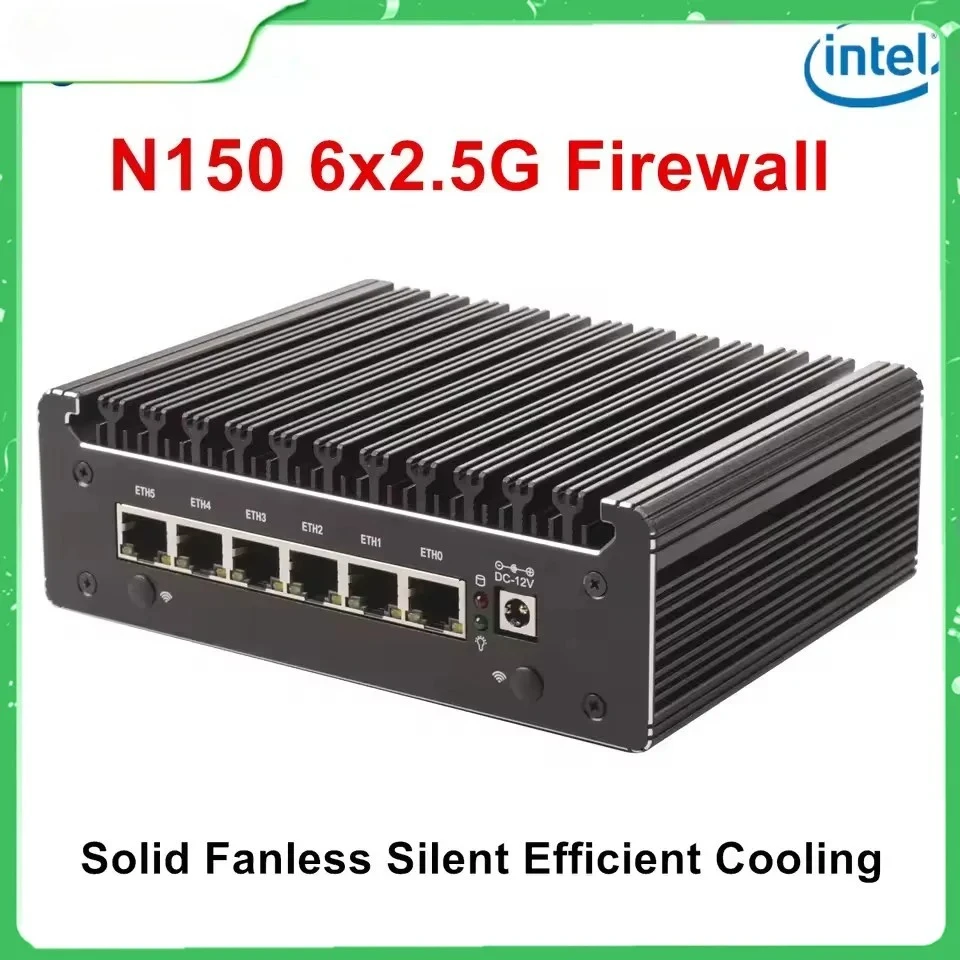 

Topton 6x i226-V 2.5G Intel N150 7505 Брандмауэр-маршрутизатор Безвентиляторный мини-ПК DDR4 NVMe 1 * COM Type-C pfSense OPNsense ESXi Мини-компьютер