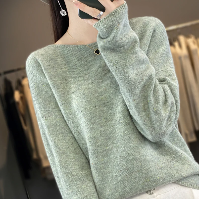 2024 Autumn/Winter New Fashion 100% Pure Australian Wool Round Neck Knitted Loose Solid Color Knitted Woolen Sweater