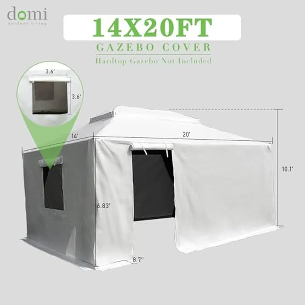 Domi 14' x 20' Universal Winter Gazebo Cover All Season Waterproof Enclosed Cover with Sidewalls & Ventilated Mesh