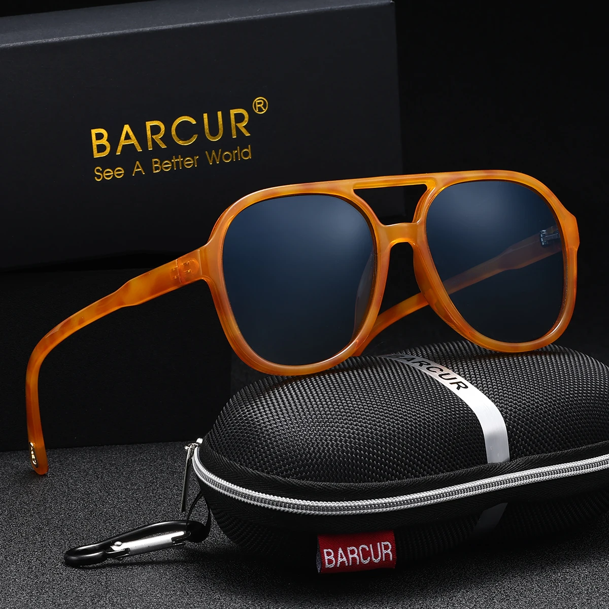 BARCUR Retro Polarized Sunglasses Man Vintage 70S Square Stylish Sun Glasses Women Comfortable Driving Hiking Eyewear