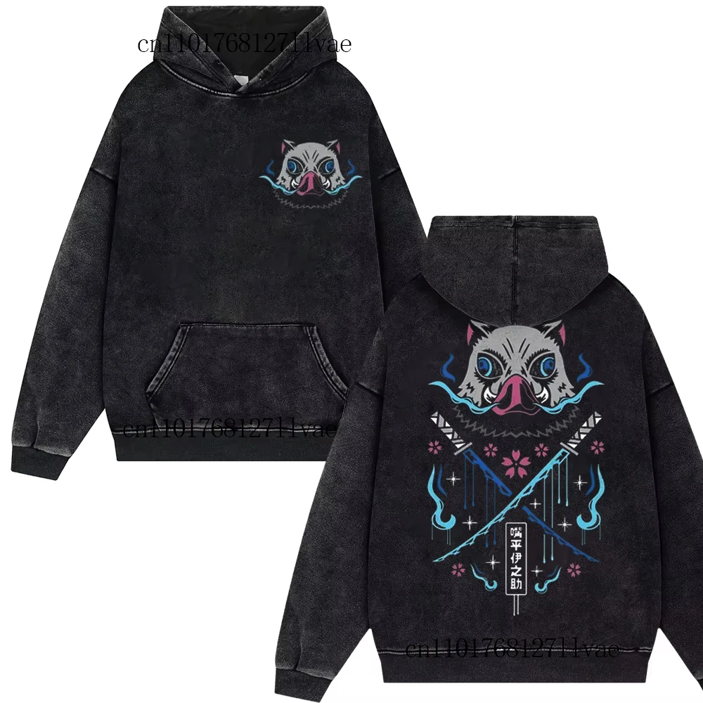 

Vintage Hashibira Inosuke Demon Slayer Washe Hoodies Y2k Harajuku Streetwear Oversize Hip Hop Men Women Pullover Unisex Coat Top
