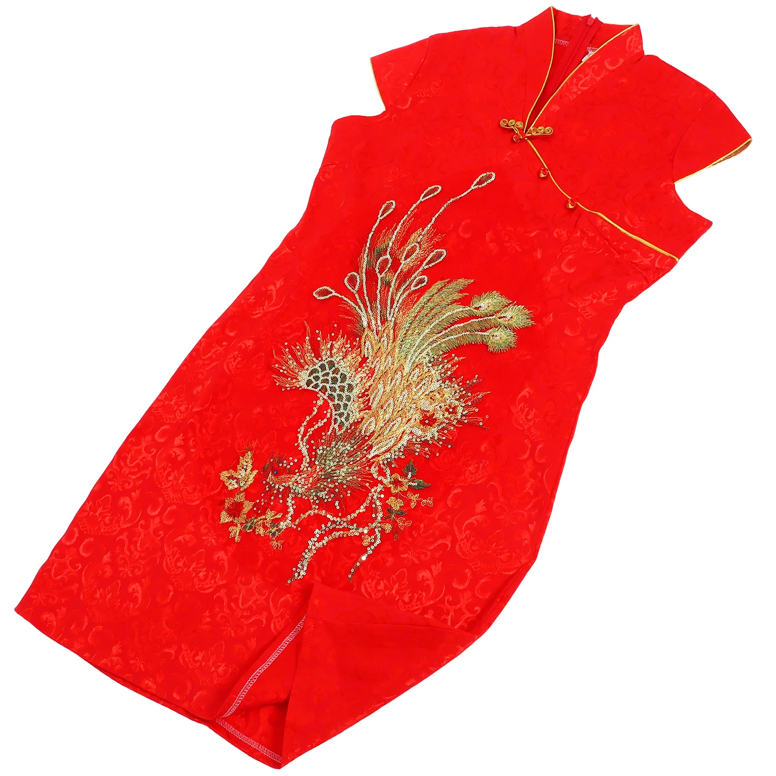 

Women's Dress Traditional Chinese Wedding Cheongsam Red Mini Bridal Gown High Waistline Elegant Formal Wear