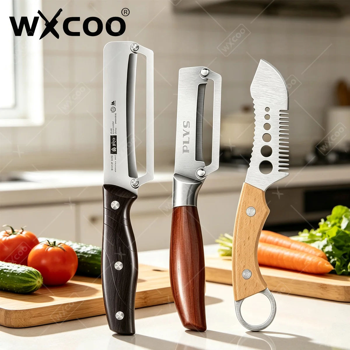 WXCOO Stainless Steel Kitchen Specific Peeler Multi‑Use Vegetable Fruit Knife, Slicing Shredding Fish Scale Prep Tool for Home