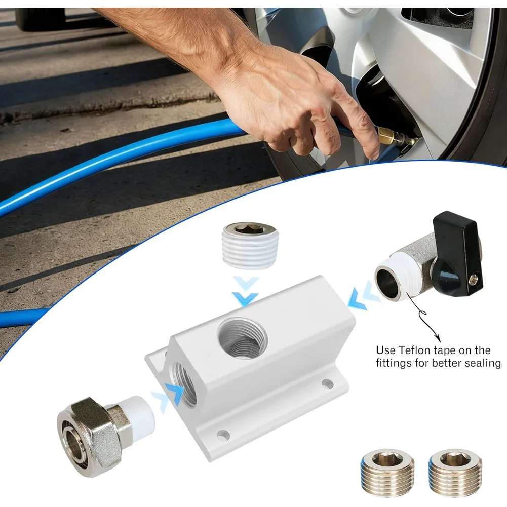 2PCS 3/4 Inch For Compressed Air Outlet Kit with Anodized Aluminum Body Brass Valves and 1/2 NPT Straight Fittings